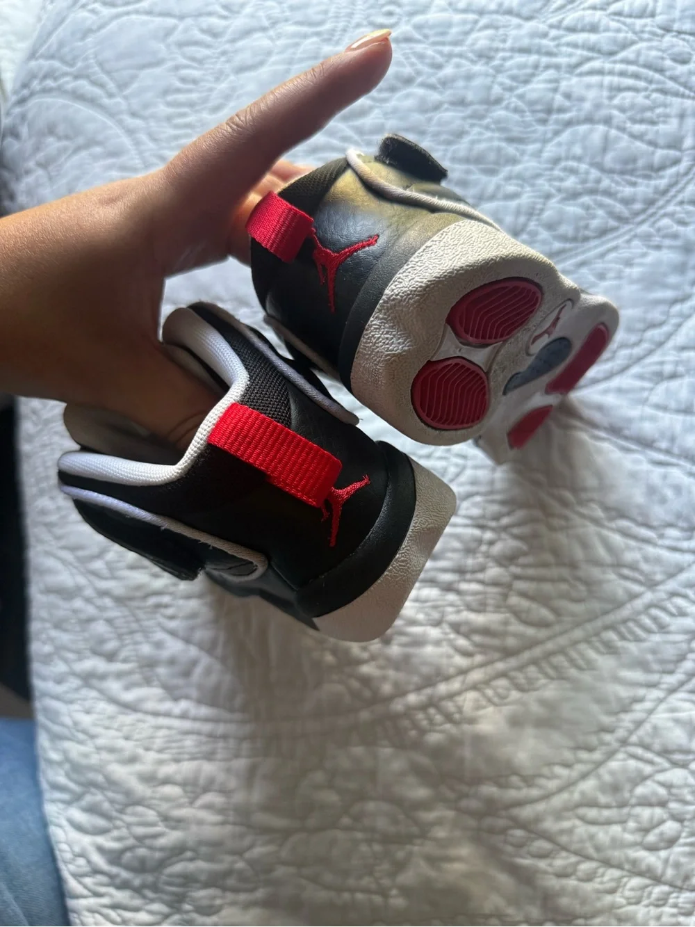 Jordan Kids Black and Red High-Top Sneakers